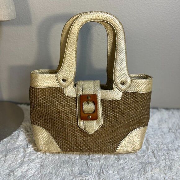 Elegant Gold and Brown Women's Handbag - Picture 1 of 12